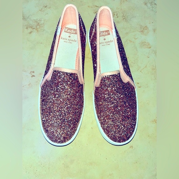 KEDS X KATE SPADE Shoes - KATE SPADE X KEDS Double Decker Slip-On Sneakers glitter pink & white
